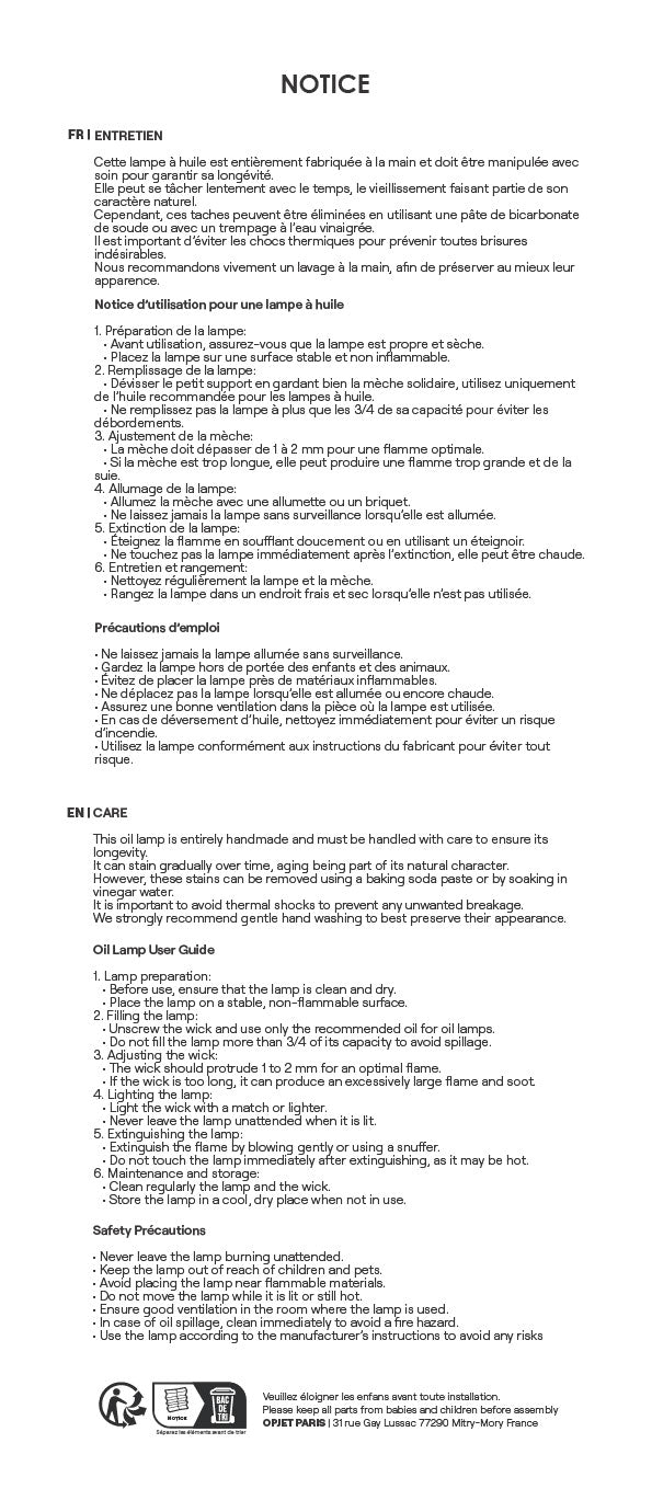 LEA - Lampe à huile dorée D11 H11cm