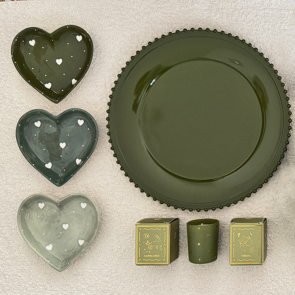 Dessous d'assiette perlé verte kaki
