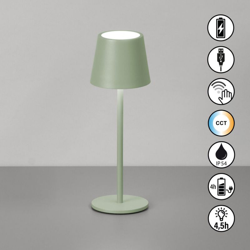ROXY LAMPE DE TABLE LED - Extérieur vert sauge mat H 27,5 cm