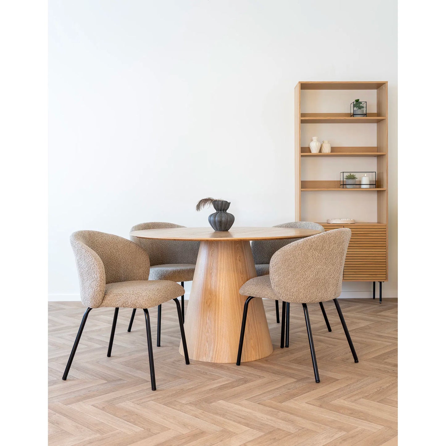 SAFIRA - Chaise de salle à manger bouclettes Beige/Noir- Lot de 2