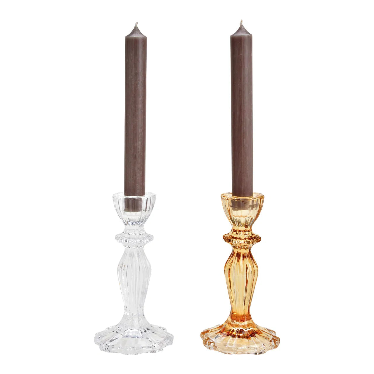 BOUGEOIR BAROQUE verre (Transparent ou fumé) Grand H 16 cm