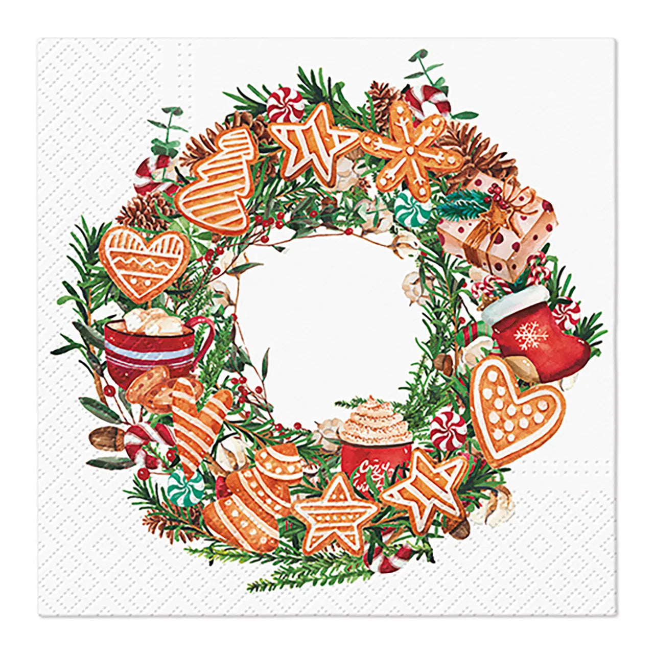 Serviette en papier décor pain d'épices Noël x20