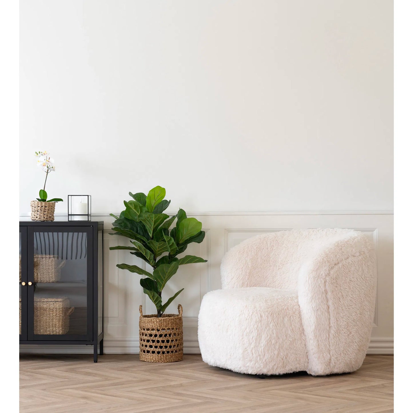 FAUTEUIL Fausse fourrure écru