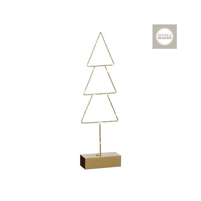 SAPIN LED - arbre or sur socle en bois - H 49,5 cm