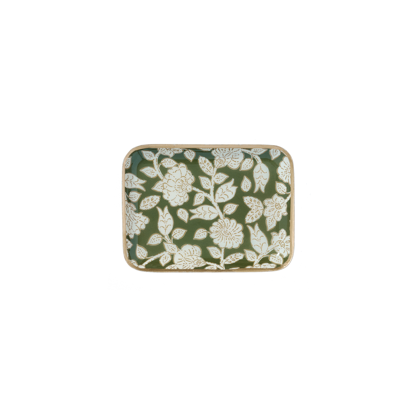 TINY - Plateau motif fleurs en métal émaillé - Vert