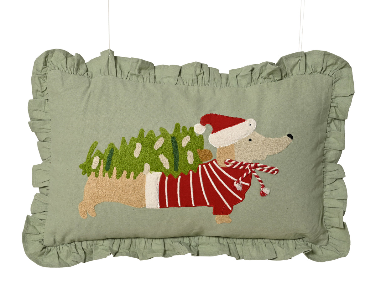 TECKEL Coussin vert clair à volant