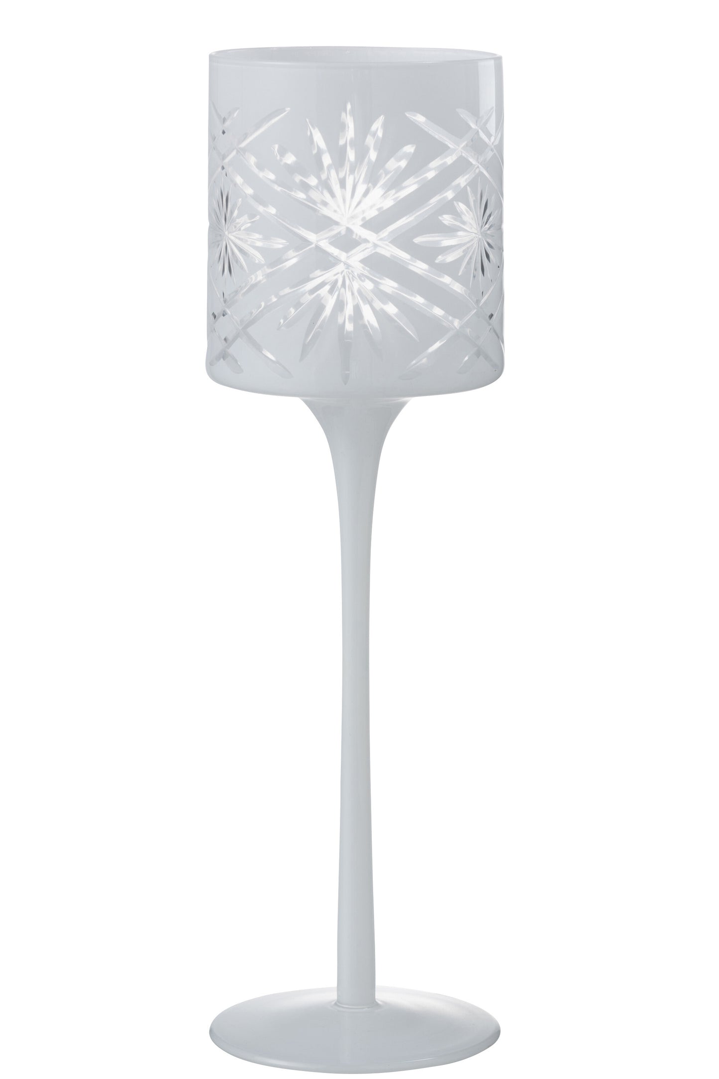 SANTORINI - Photophore Pied Verre Blanc - H 30 cm