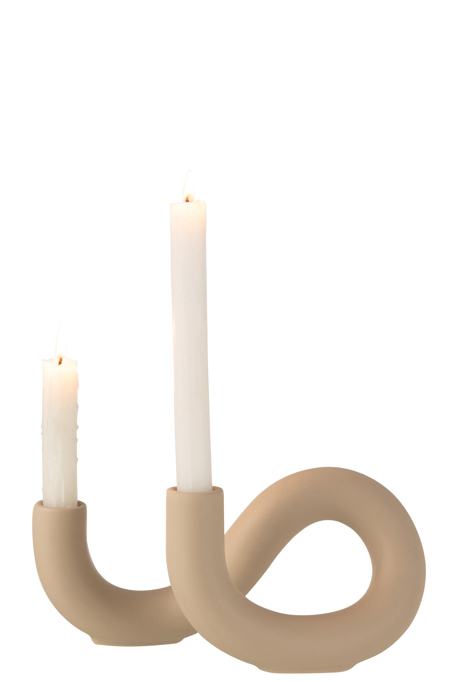 TORS Bougeoir 2 torsades poterie beige