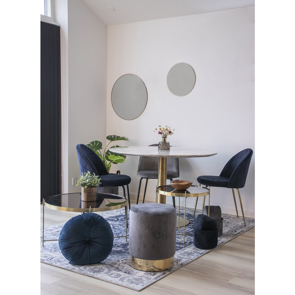 GENEVE - Chaise de salle à manger Bleu/Laiton - lot de 2