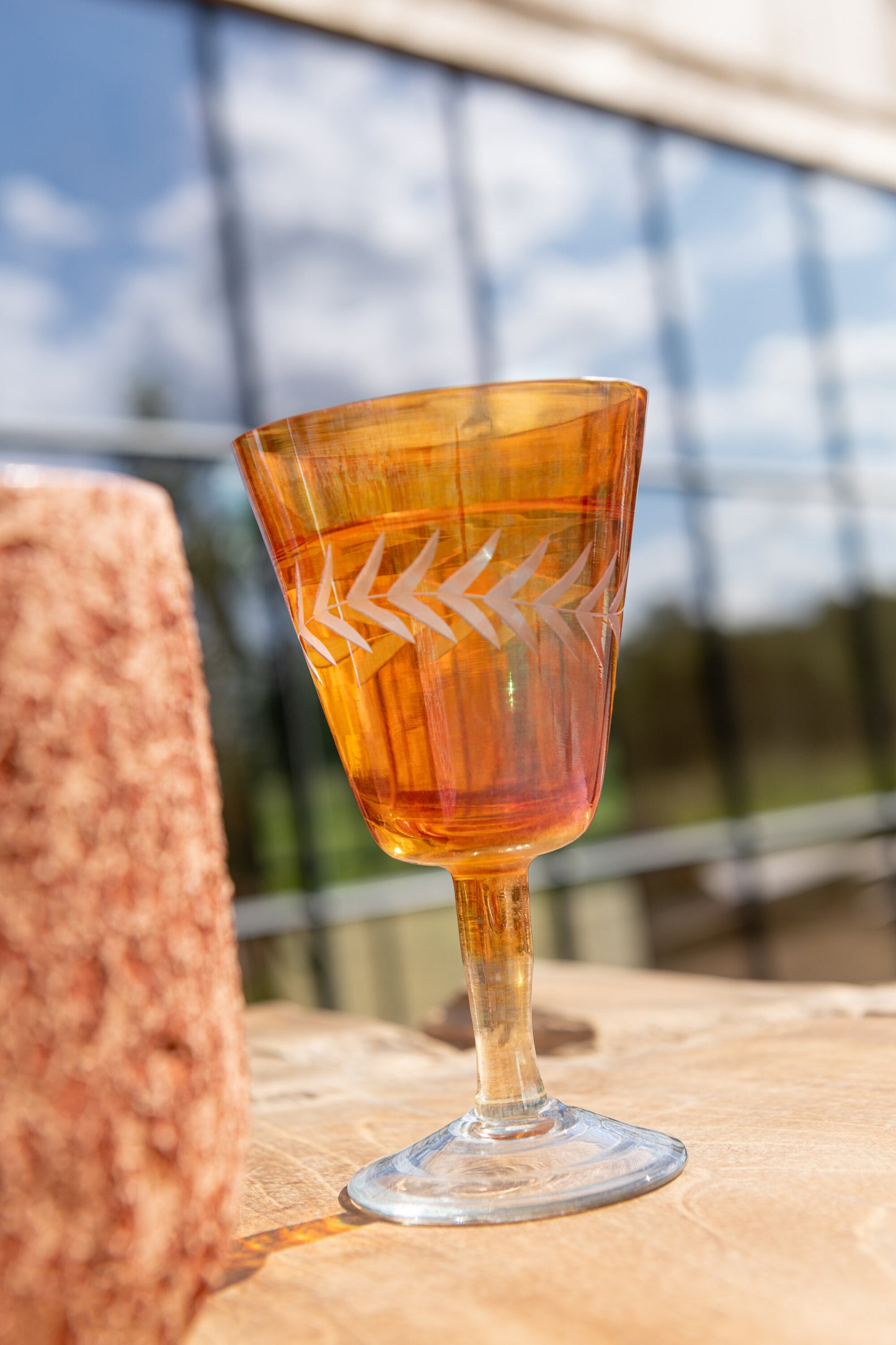VERTIGE 2 Verres sur pieds orange/rouille