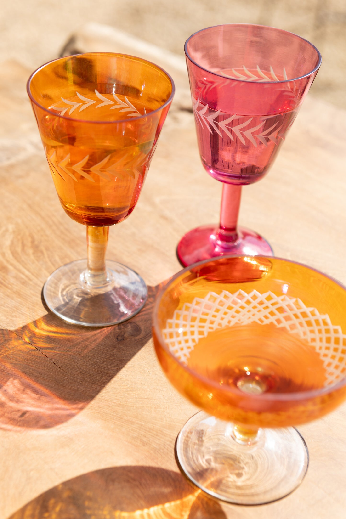 VERTIGE 2 Verres sur pieds orange/rouille