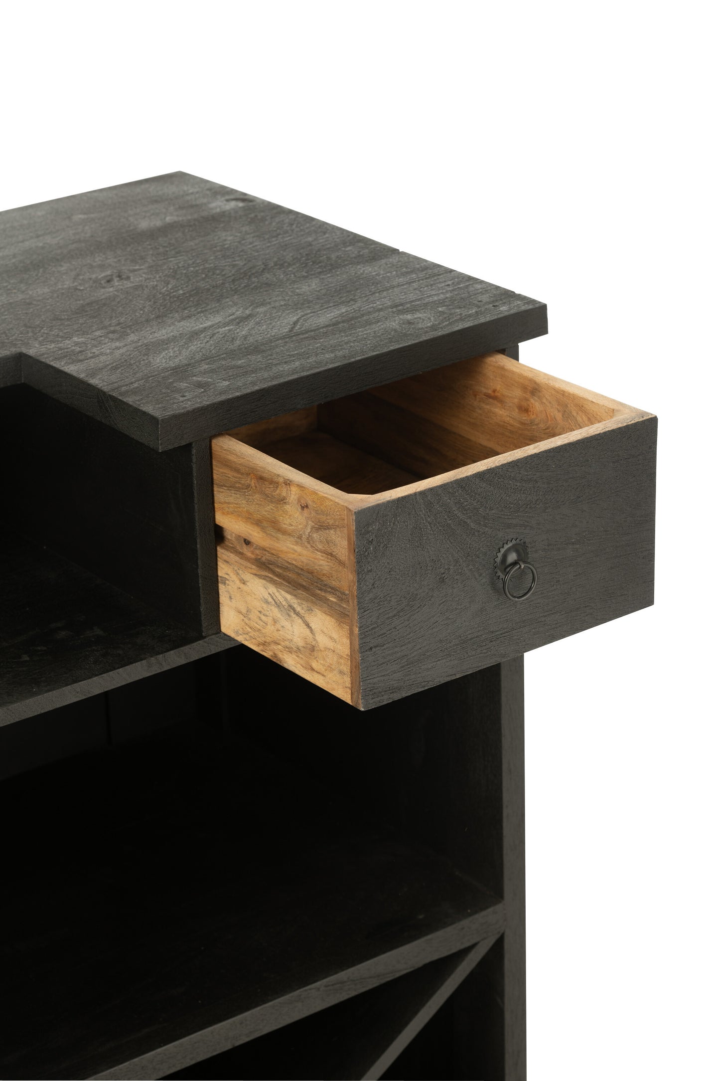 BAR - 2 Tiroirs bois de manguier - Noir L 180 cm