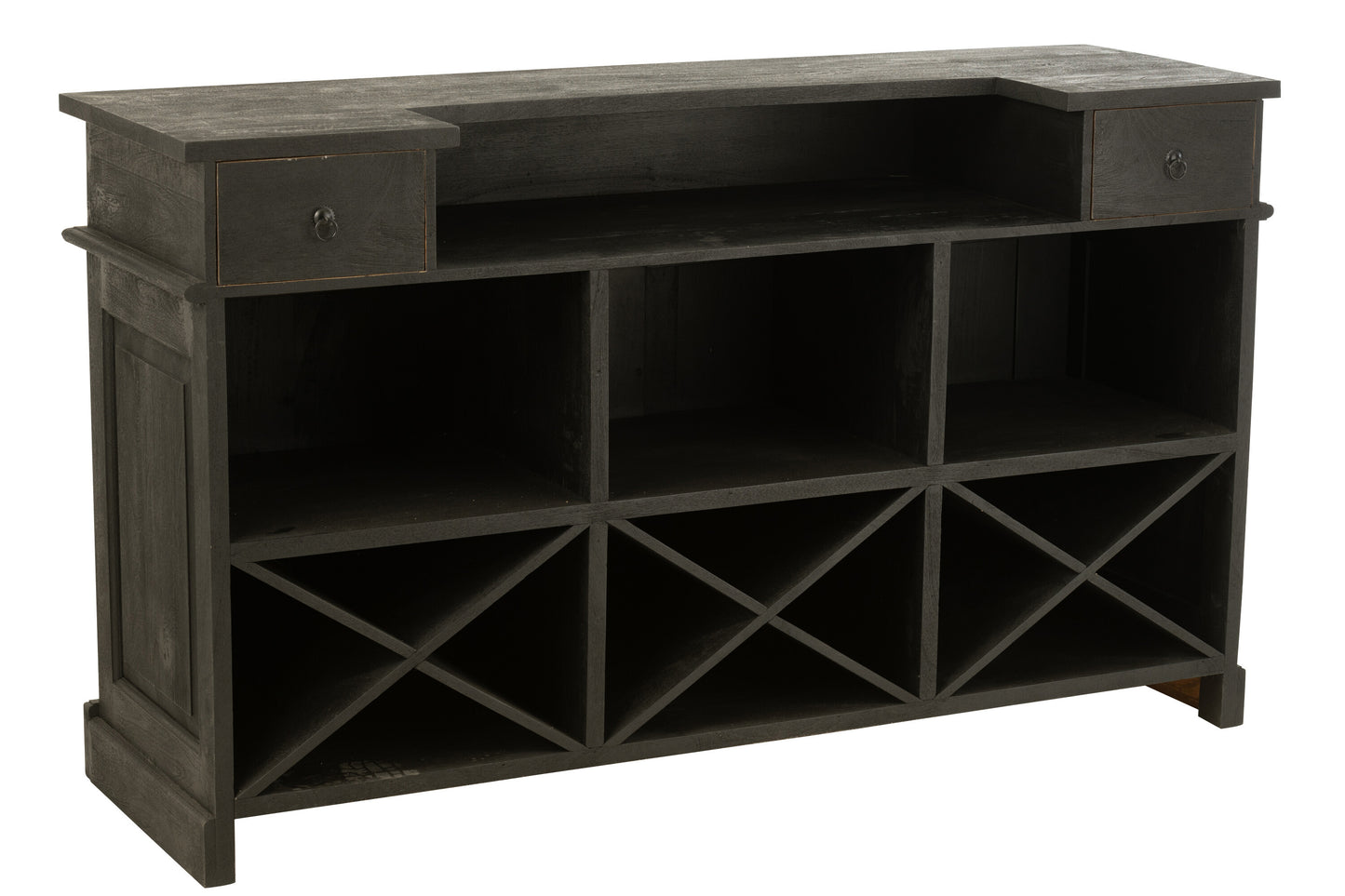 BAR - 2 Tiroirs bois de manguier - Noir L 180 cm