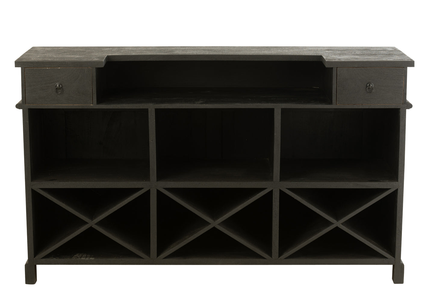 BAR - 2 Tiroirs bois de manguier - Noir L 180 cm