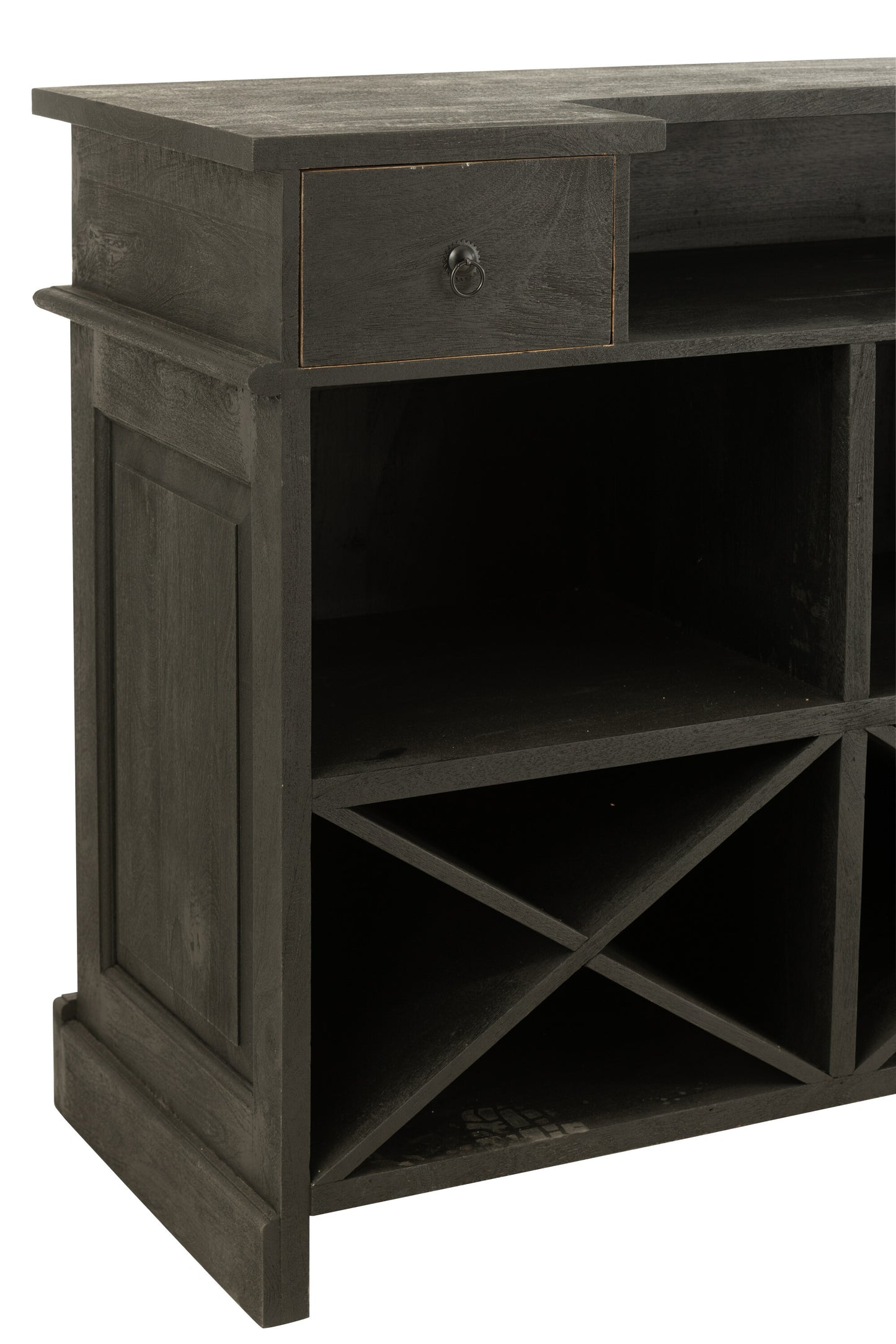 BAR - 2 Tiroirs bois de manguier - Noir L 180 cm