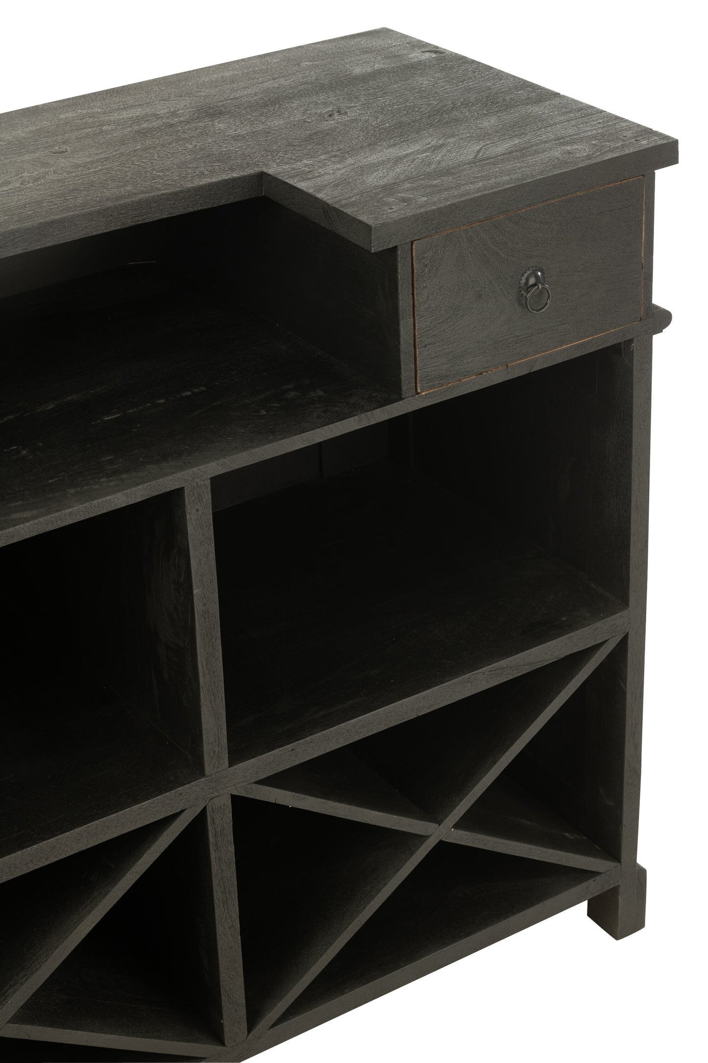 BAR - 2 Tiroirs bois de manguier - Noir L 180 cm