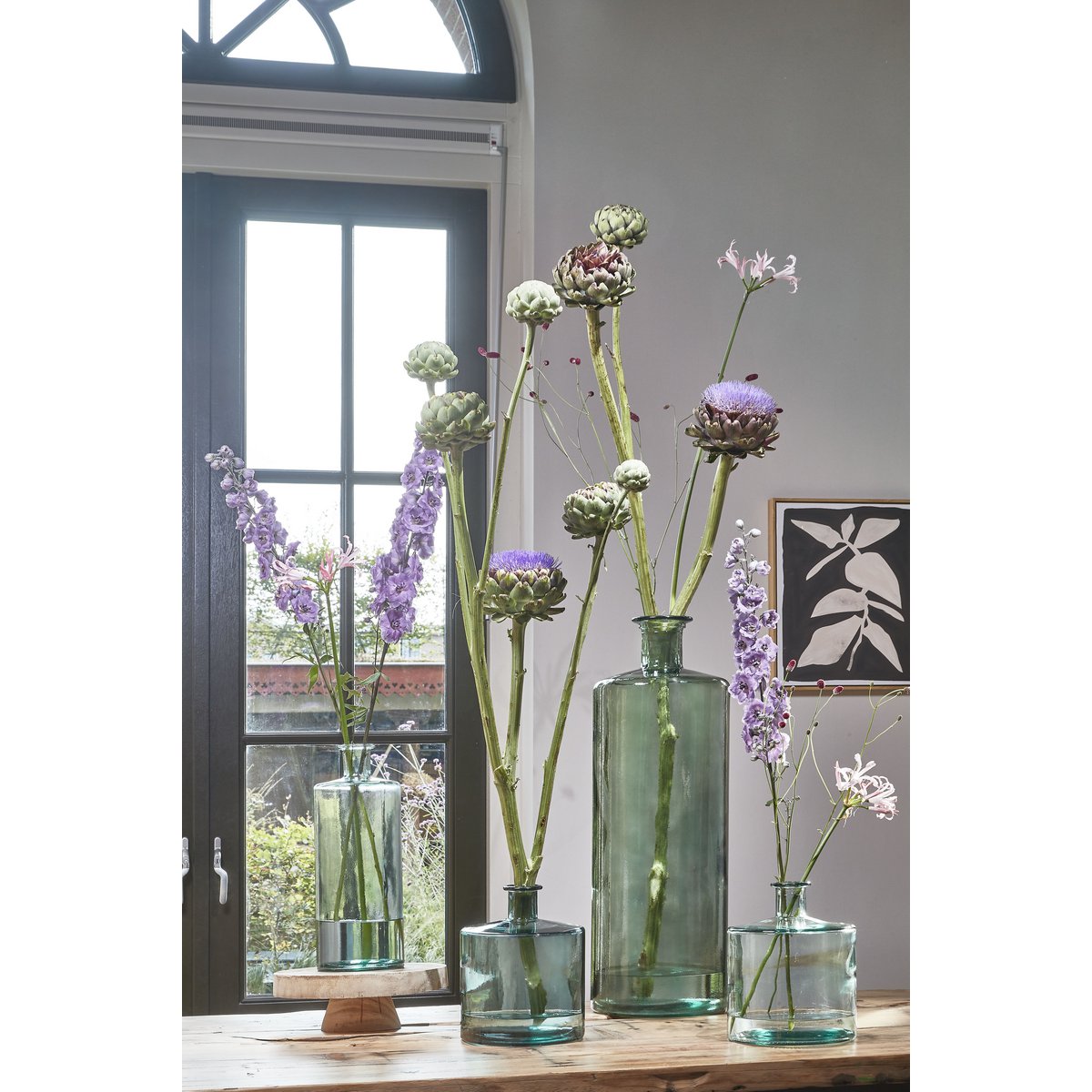 GUAN Vase Bouteille - H75 x Ø25 cm - Verre recyclé - Vert