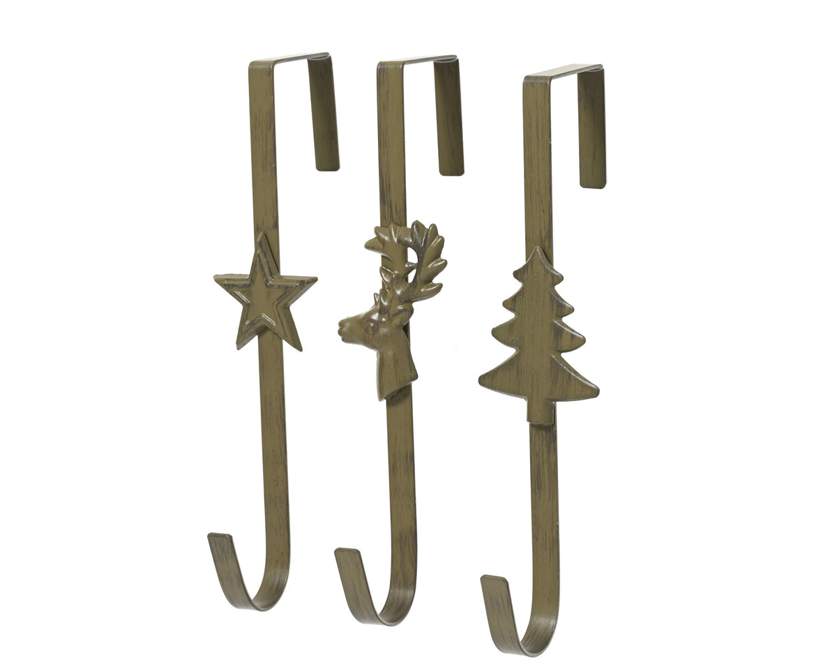 Porte-couronne fer marron étoile, sapin ou renne