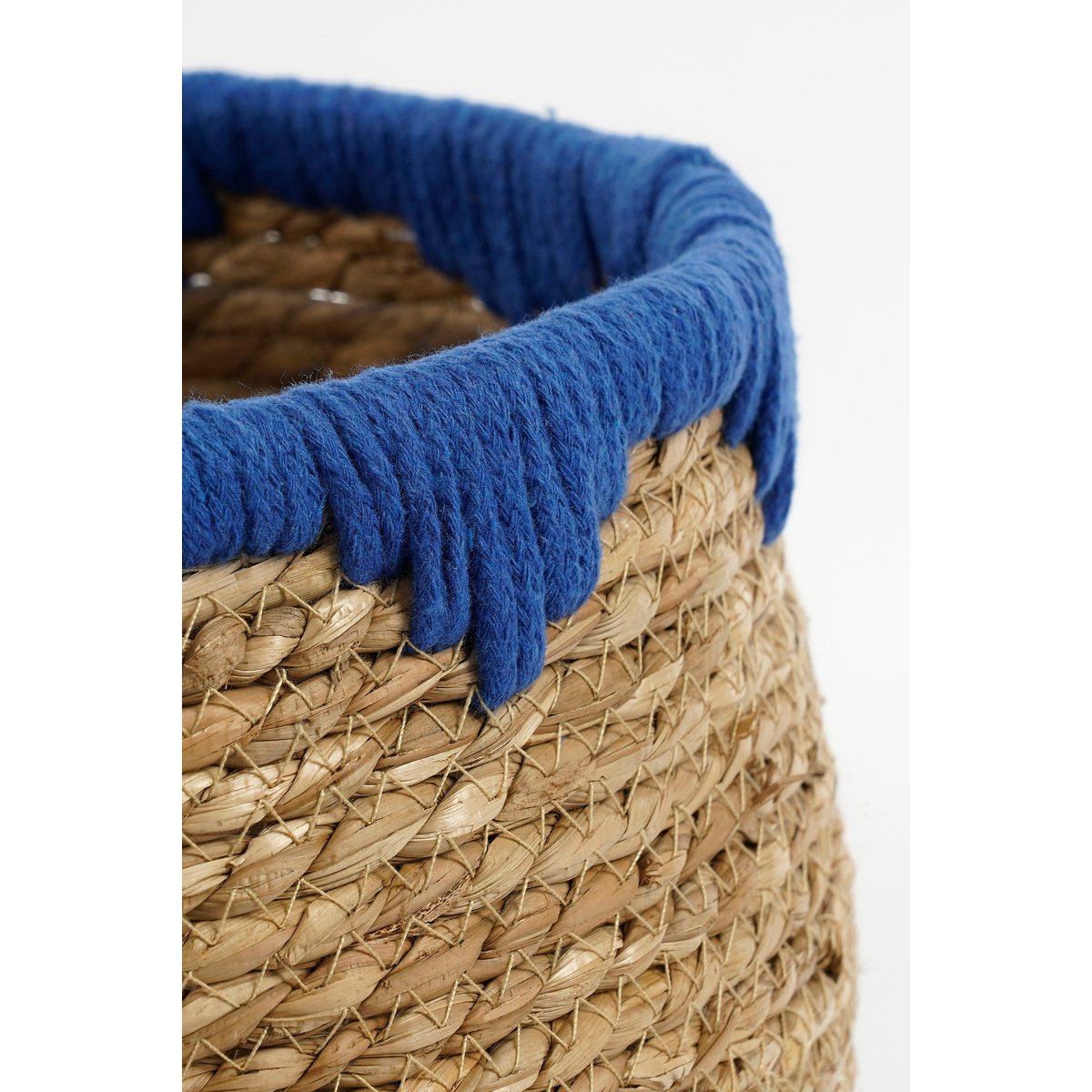 JORCK Panier à Plantes - Lot de 3 - H24 x Ø26 cm - Jonc de Mer - Bleu, Marron
