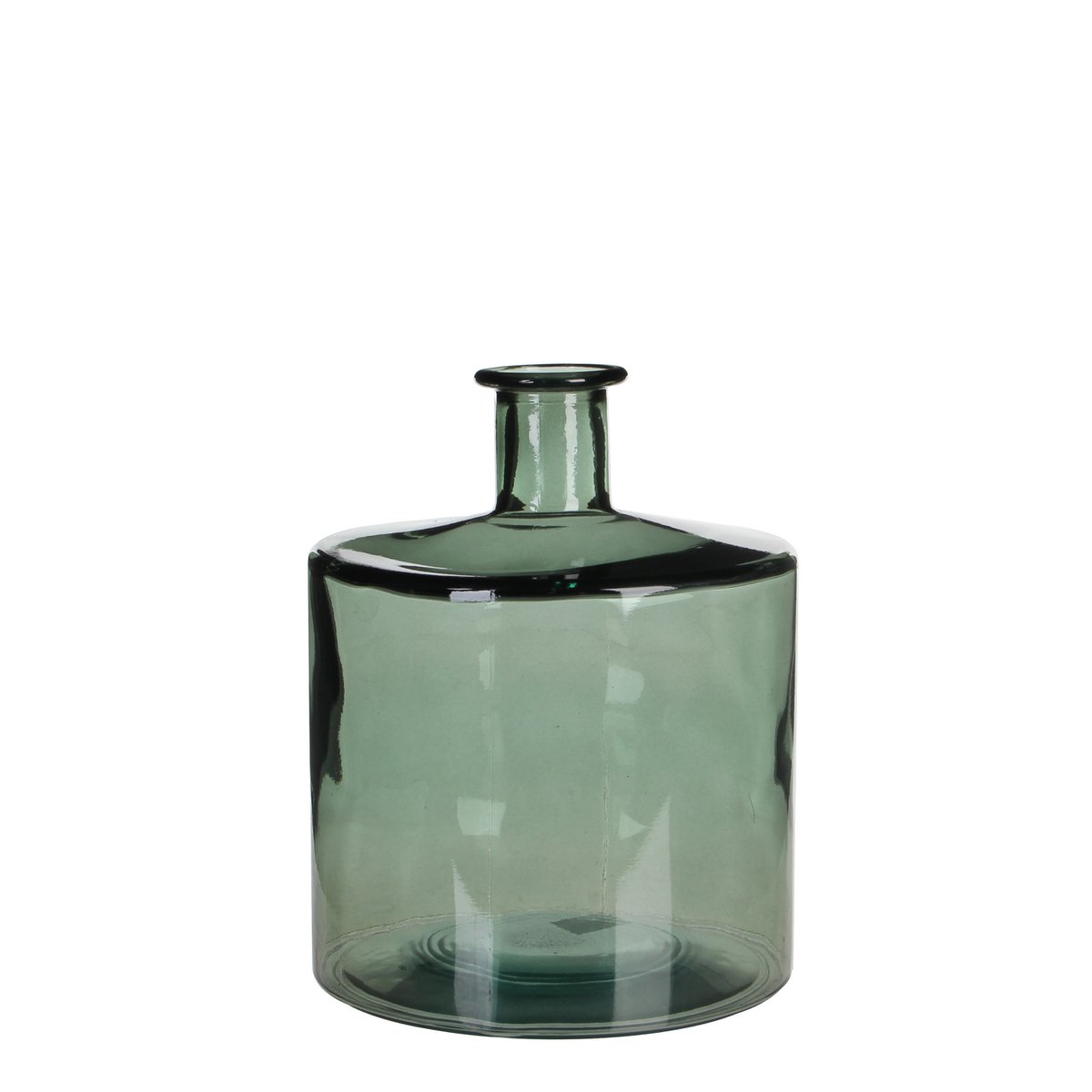 GUAN Vase Bouteille - H26 x Ø21 cm - Verre recyclé - Vert
