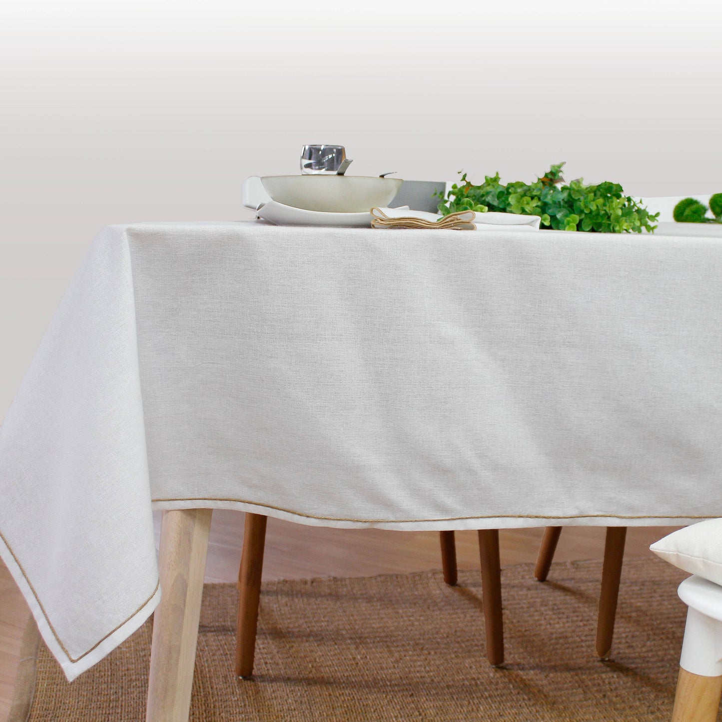 LINA Nappe coton recyclé Gris Clair / 140x240 cm