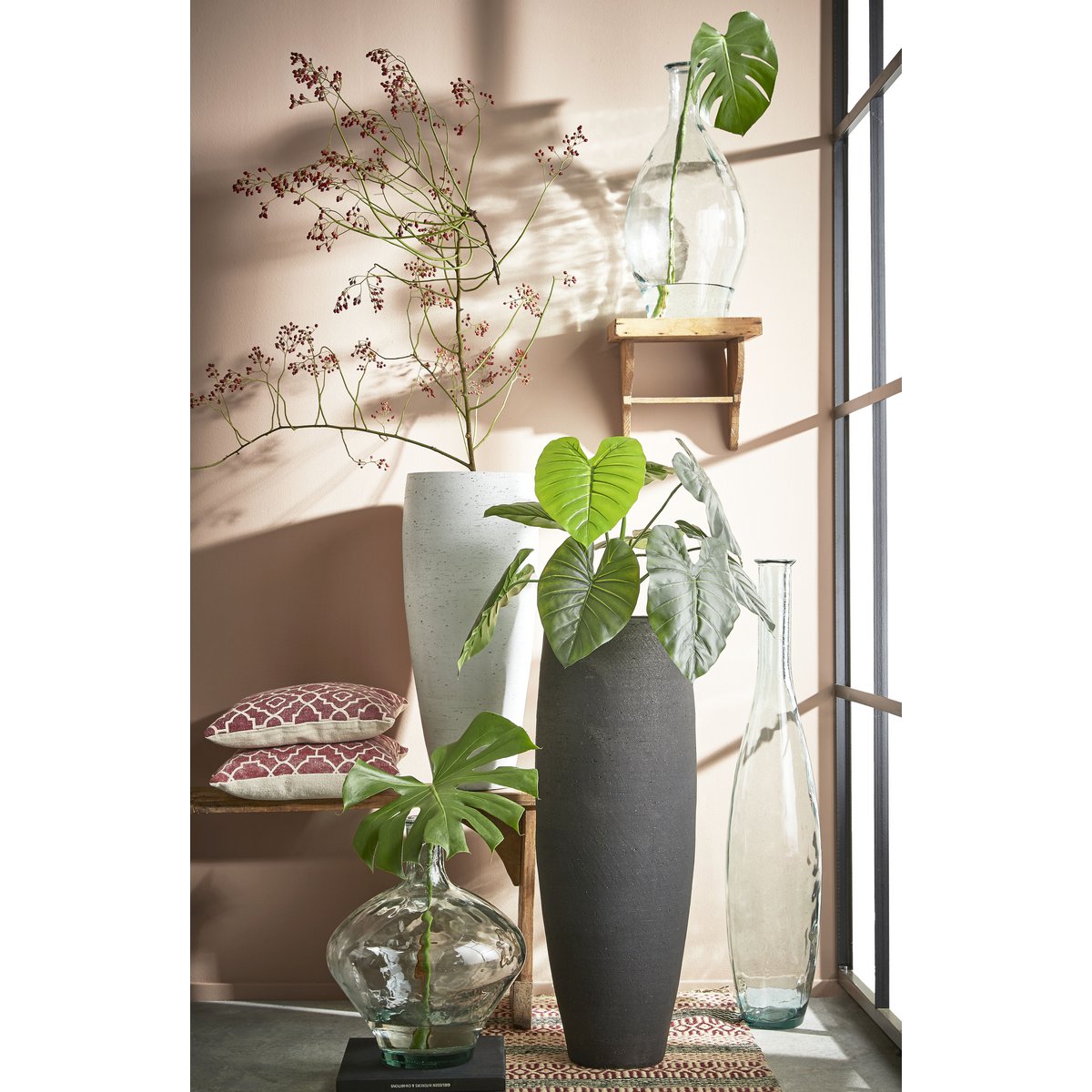 KYARA Vase Bouteille - H60 x Ø28 cm - Verre recyclé - Transparent