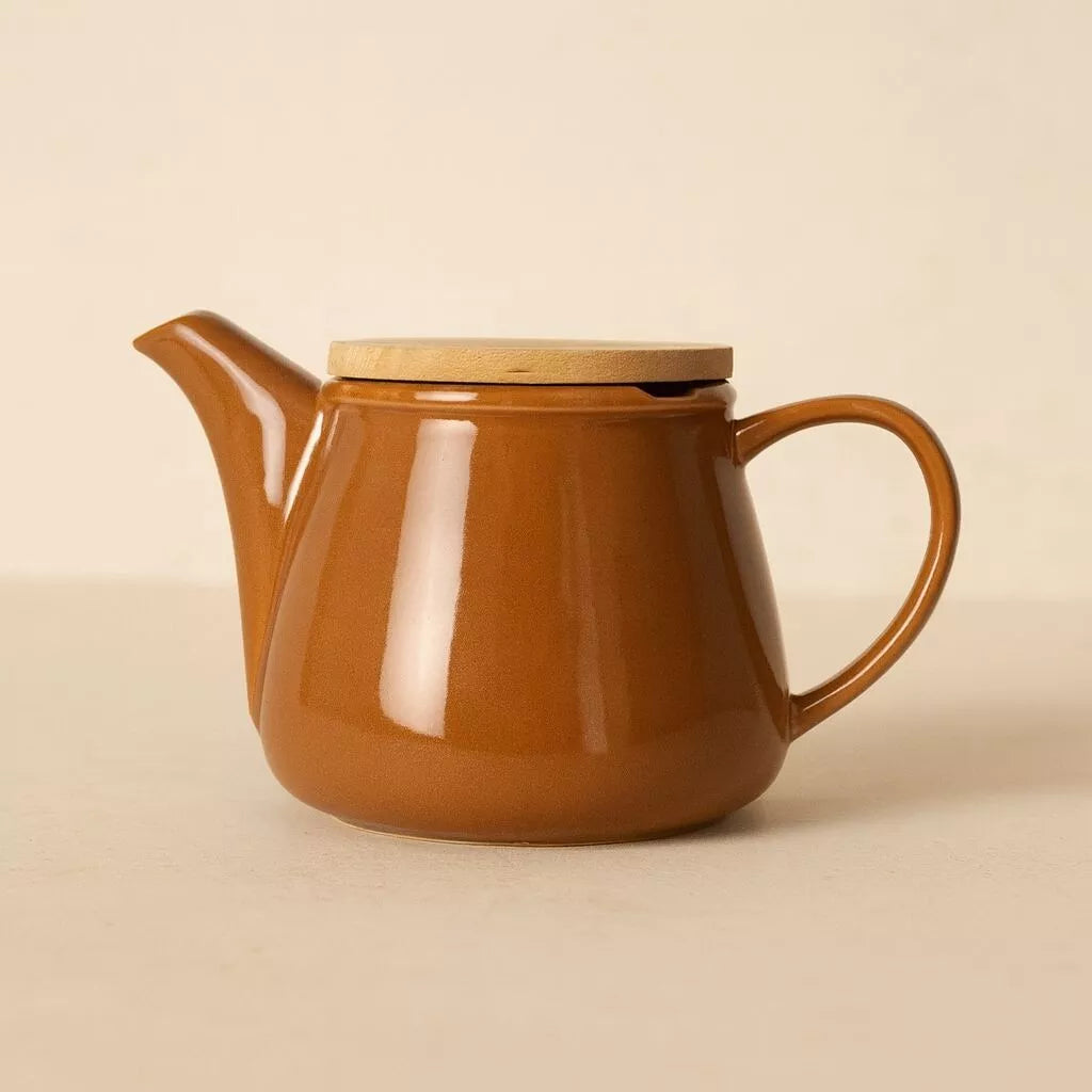 ANNA Théière grès noisette 500 ml couvercle bambou