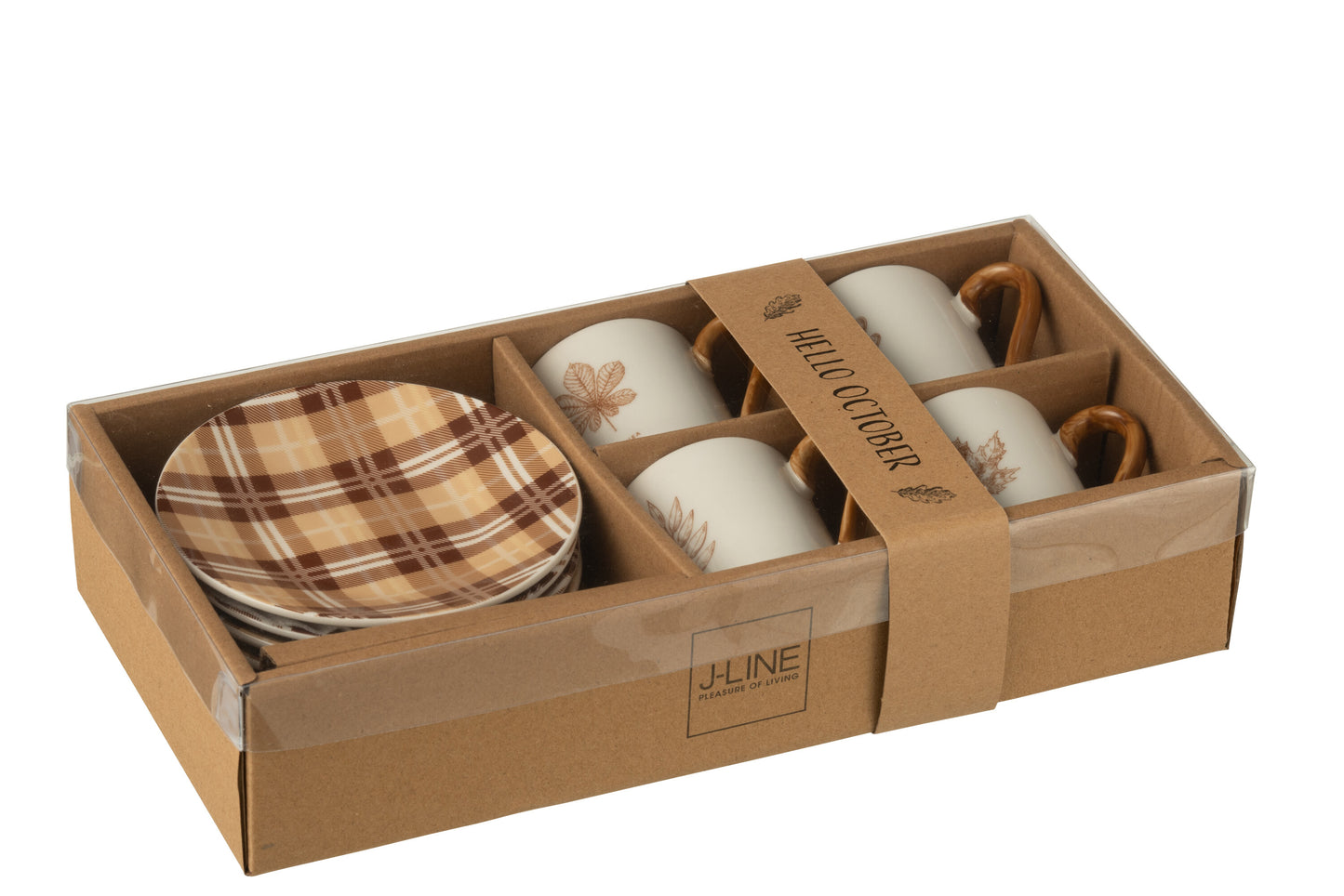BOITE TASSE A CAFÉ/SOUS-TASSE - Feuille céramique marron