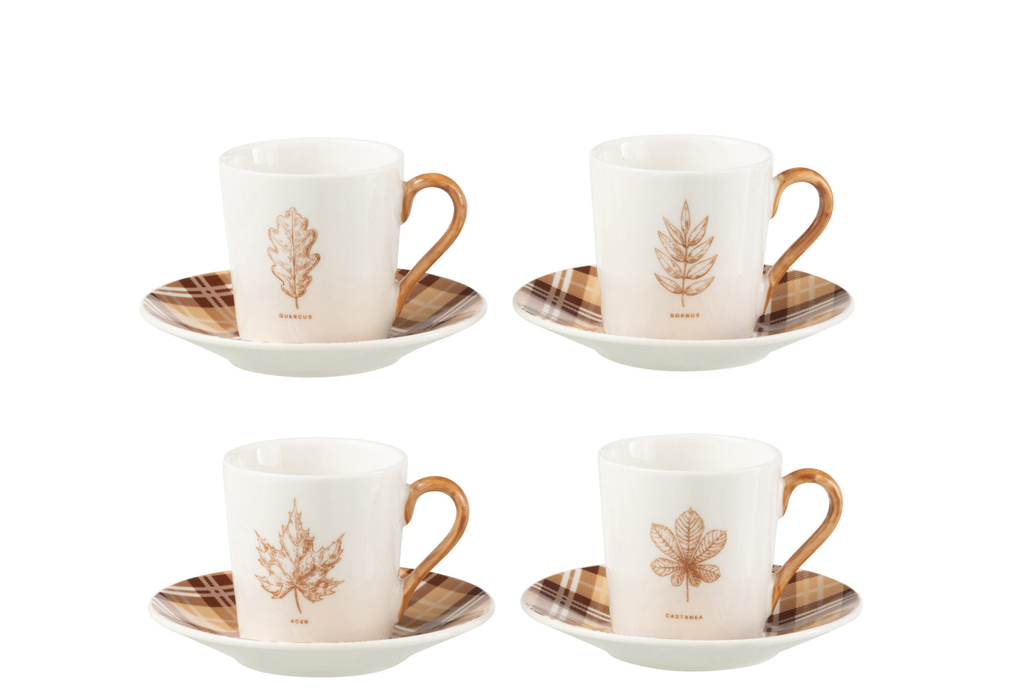 BOITE TASSE A CAFÉ/SOUS-TASSE - Feuille céramique marron