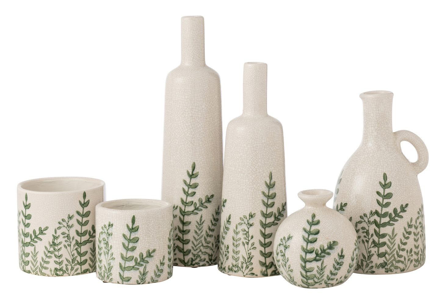 FERNY - Vase bouteille vert/blanc large