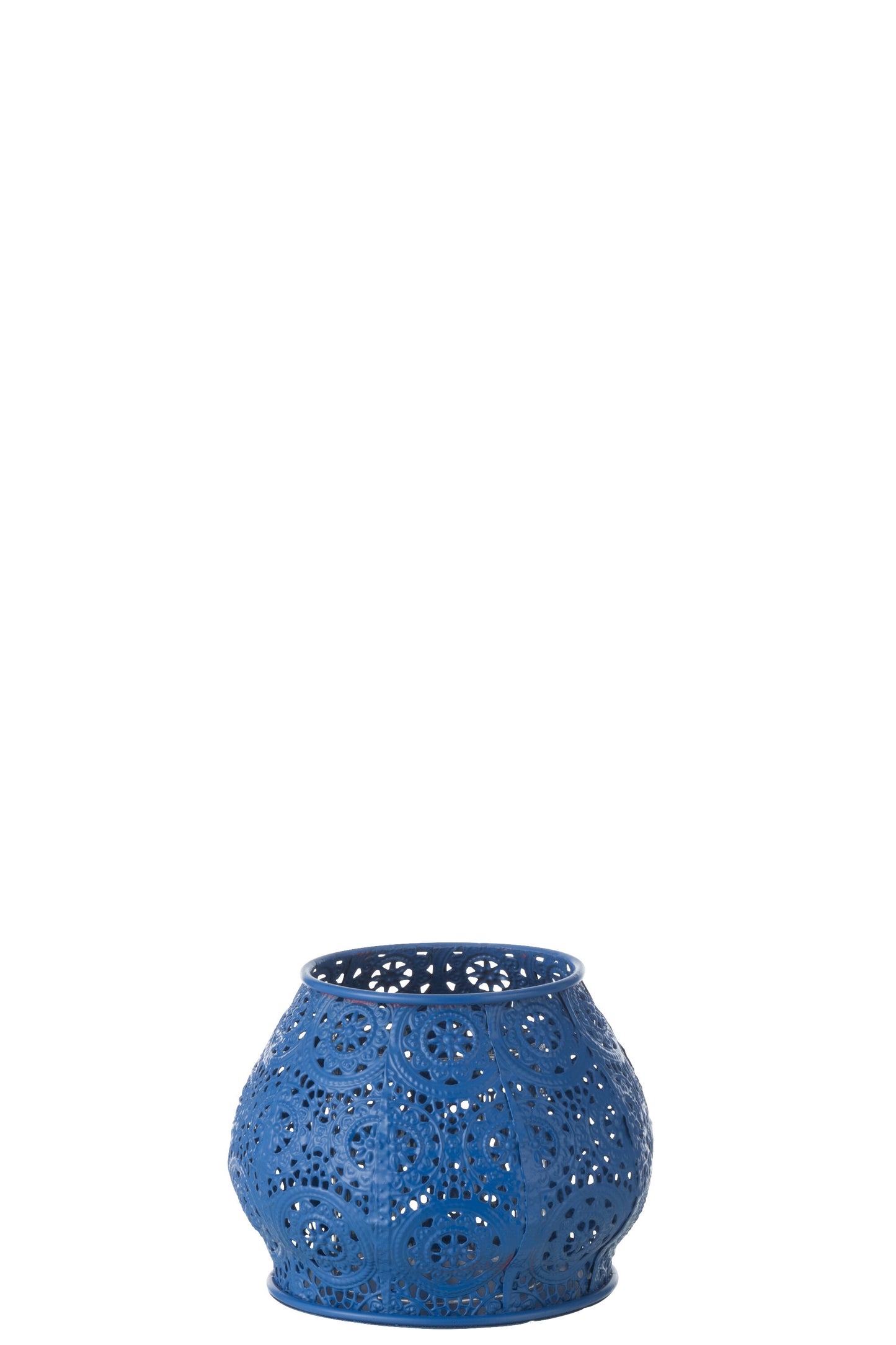 PHOTOPHORE CYLINDRE - metal/verre bleu small