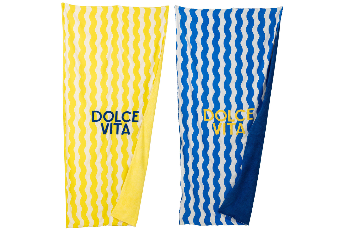 DOLCE VITA - Essui de plage coton/eponge bleu/jaune