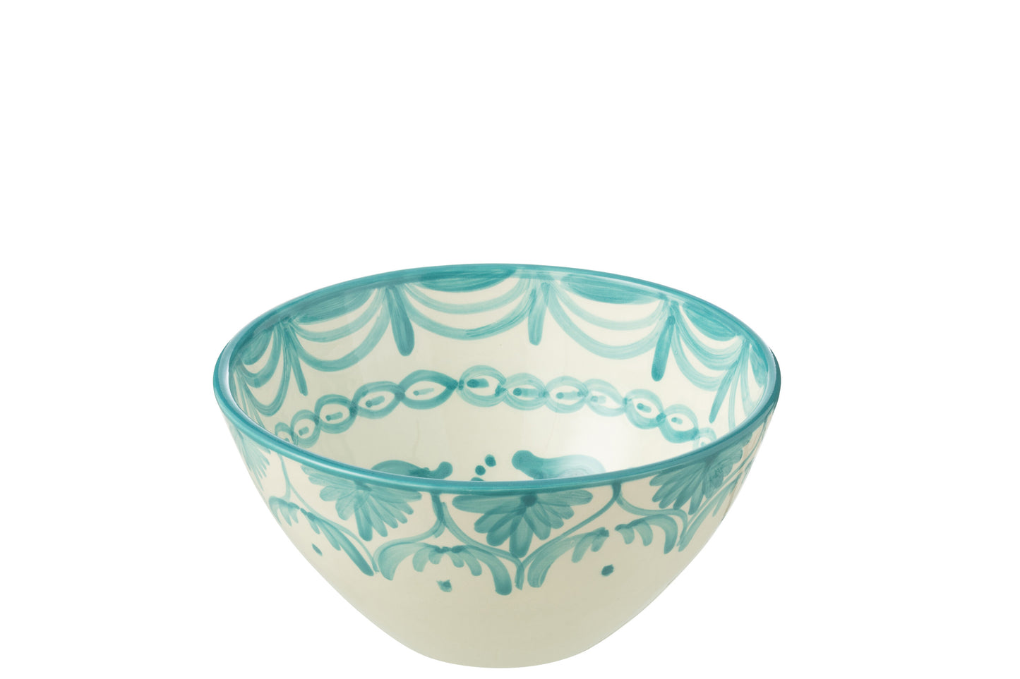 GRANADA - Bol céramique blanc/aqua medium - D-22 cm