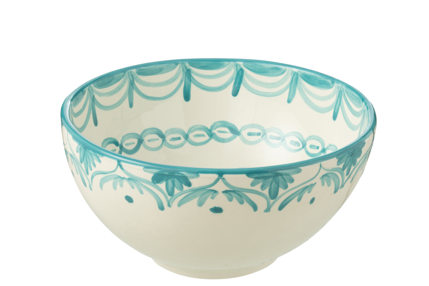 GRANADA - Bol céramique blanc/aqua large D-28 cm