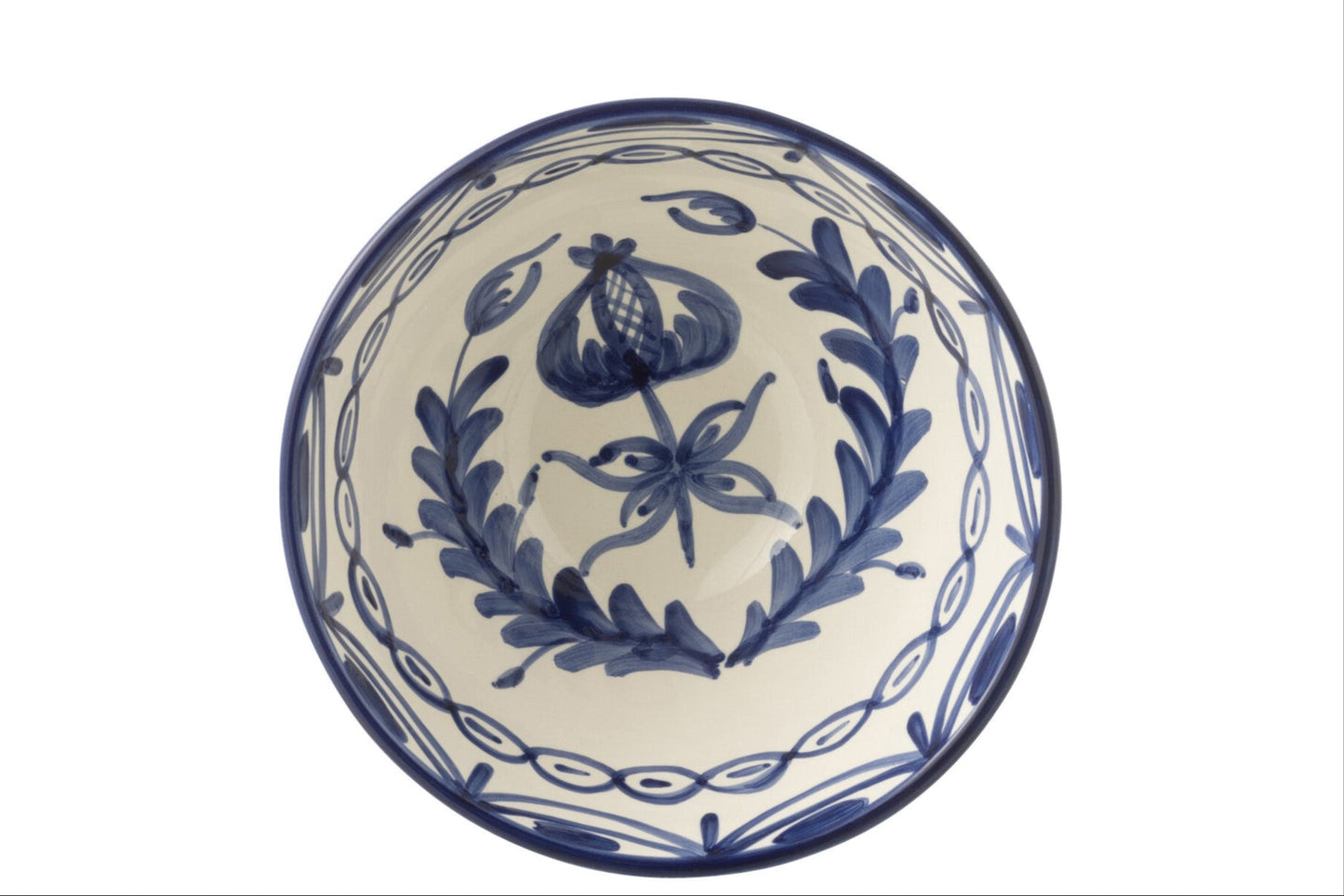 GRANADA - Bol céramique blanc/bleu de cobalt medium D-22 cm