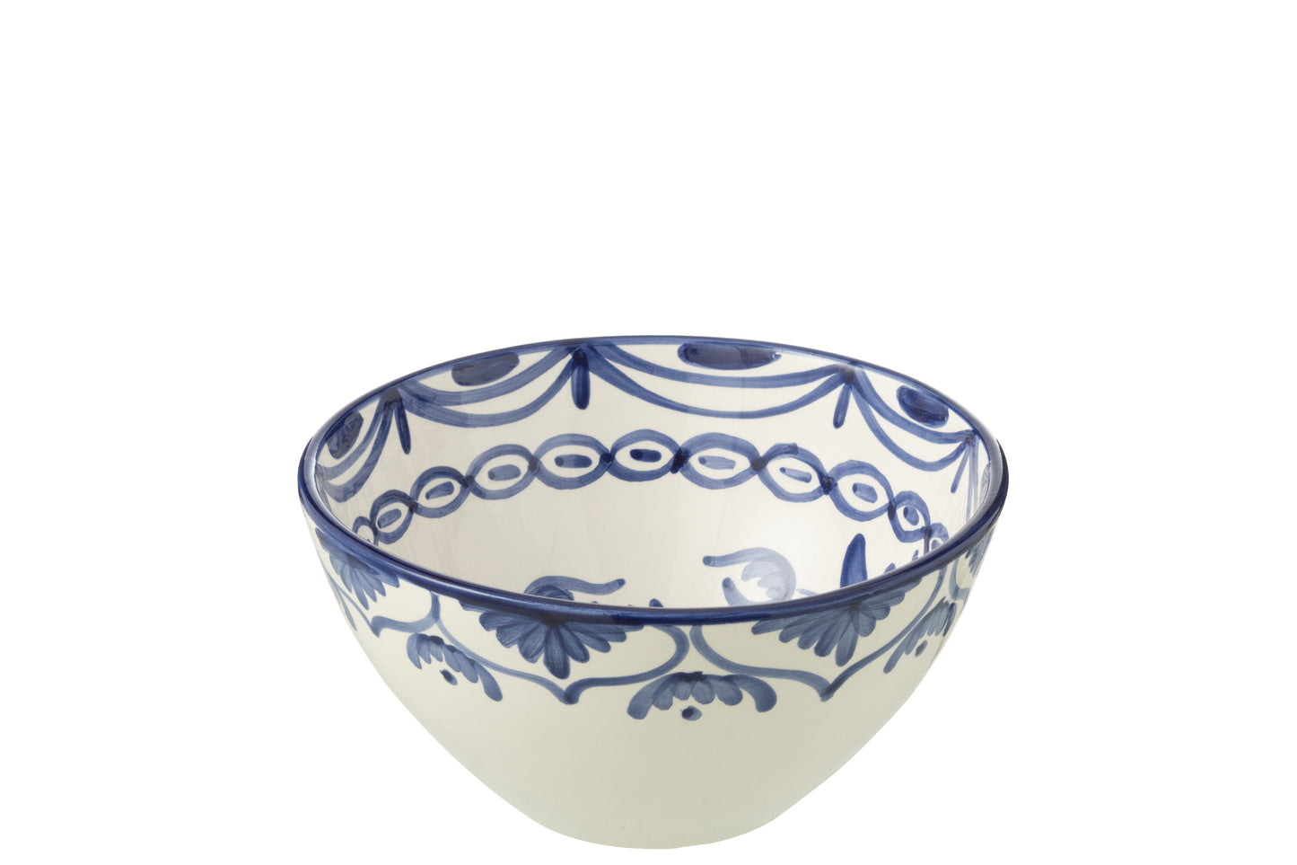 GRANADA - Bol céramique blanc/bleu de cobalt medium D-22 cm