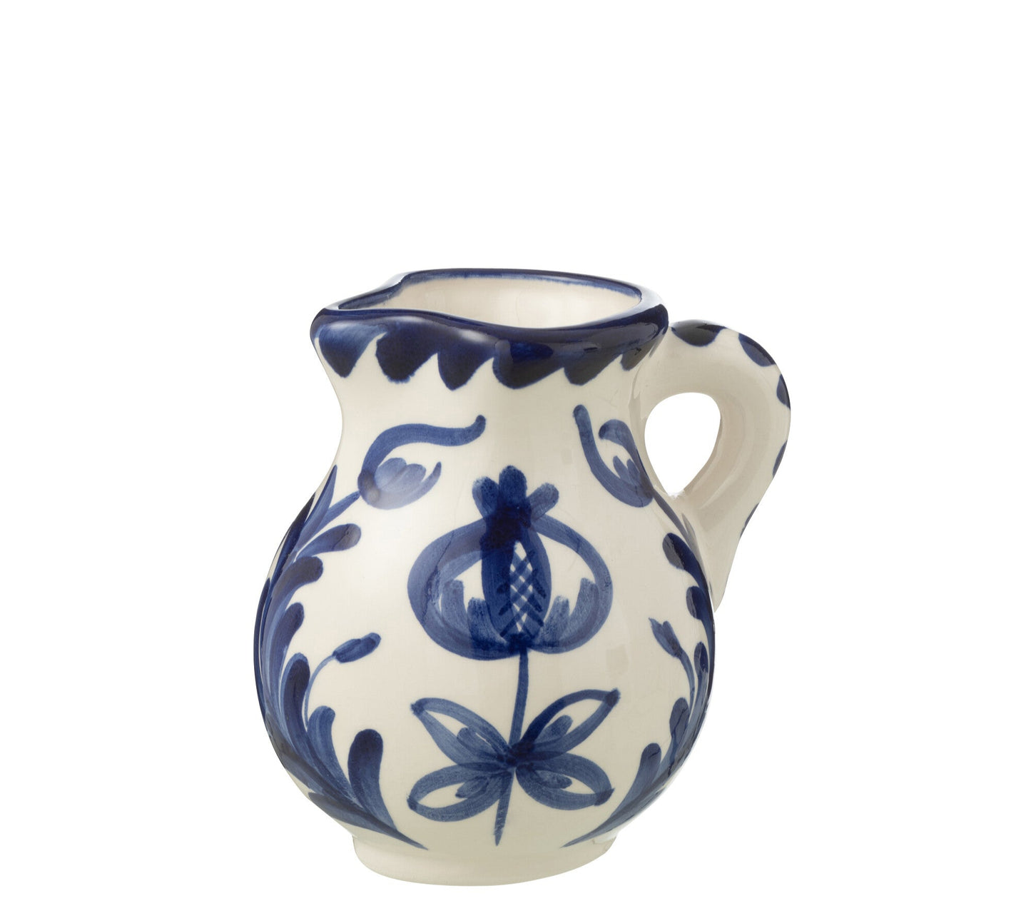 GRANADA - Pichet céramique blanc/bleu de cobalt small -H 13 cm