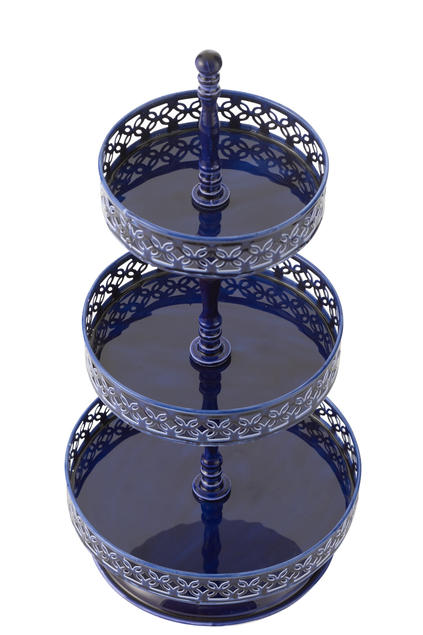 MAJORELLE - Plateau cake metal bleu - H55 cm