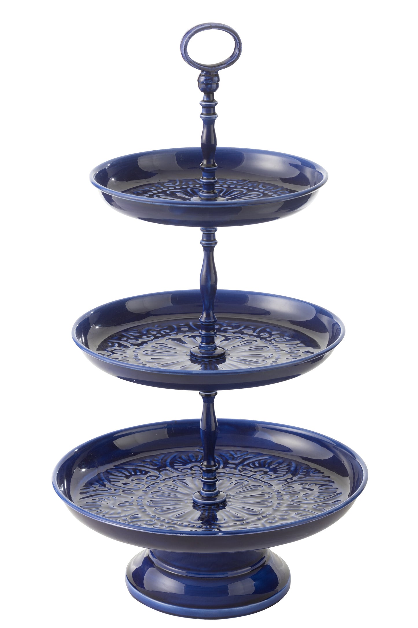 MAJORELLE - Plateau cake metal bleu H-56 cm