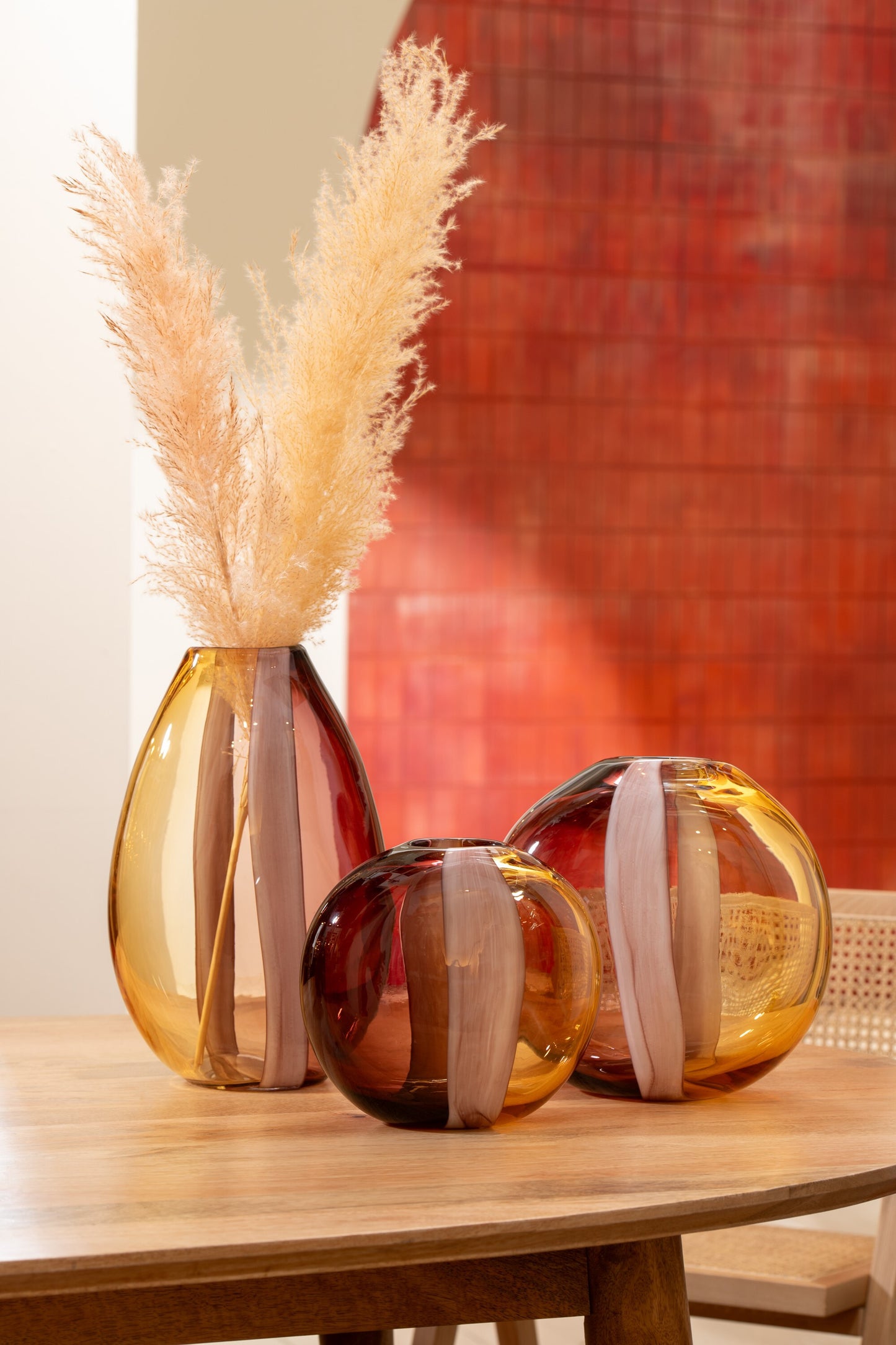 ARUN - Vase verre marron/jaune - D 26 cm