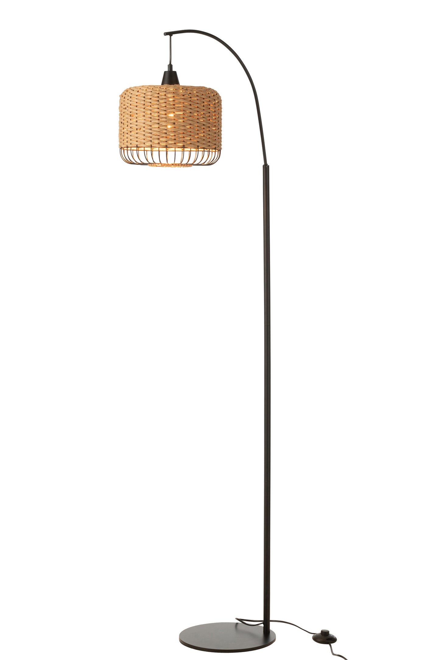 LANTERNE - Lampadaire métal noir/naturel
