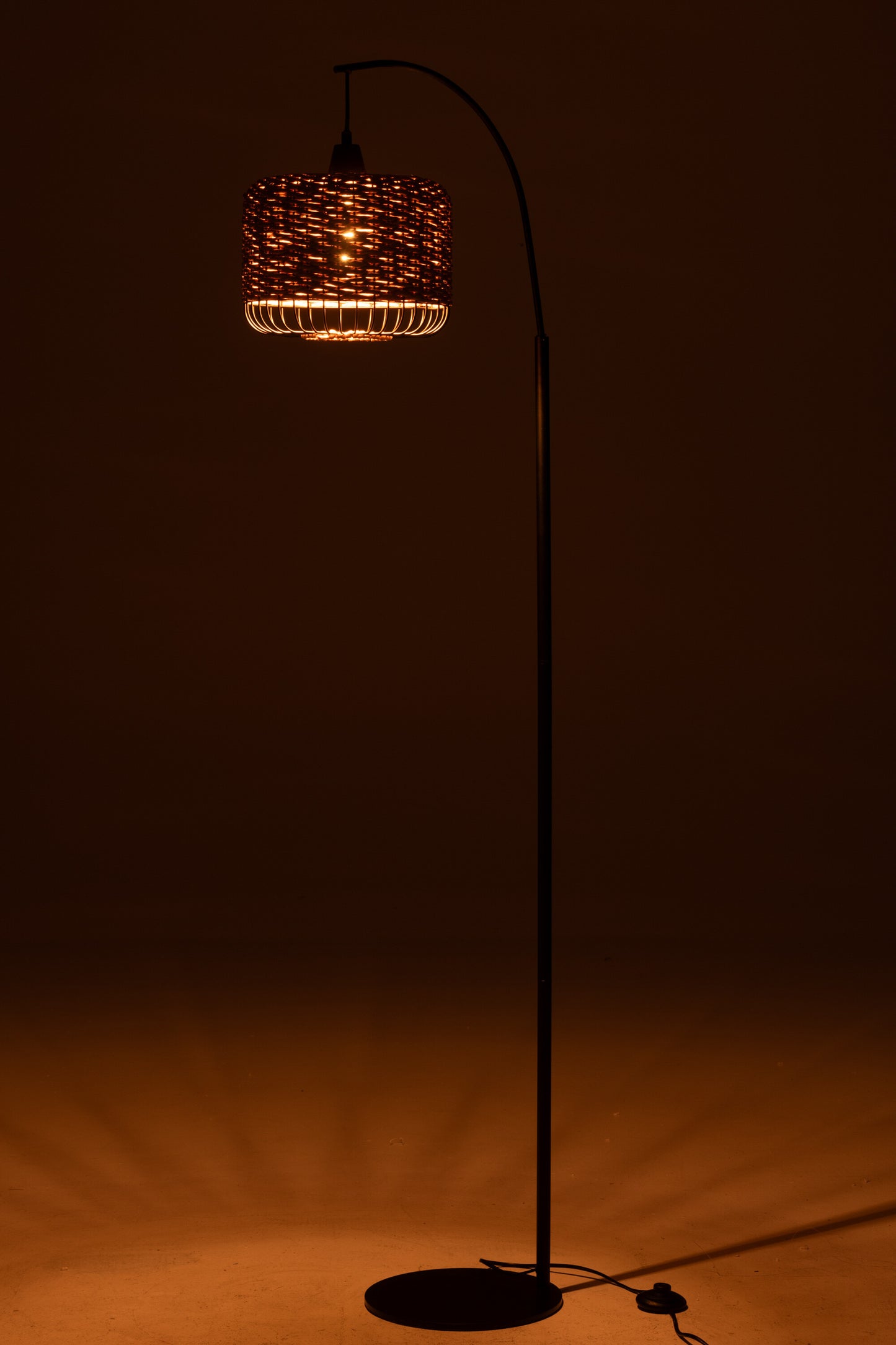 LANTERNE - Lampadaire métal noir/naturel
