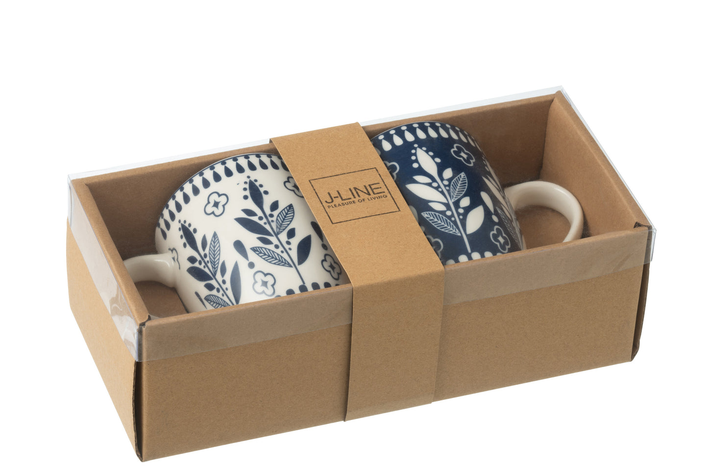 MUGS FEUILLES - 2 mugs céramique bleu