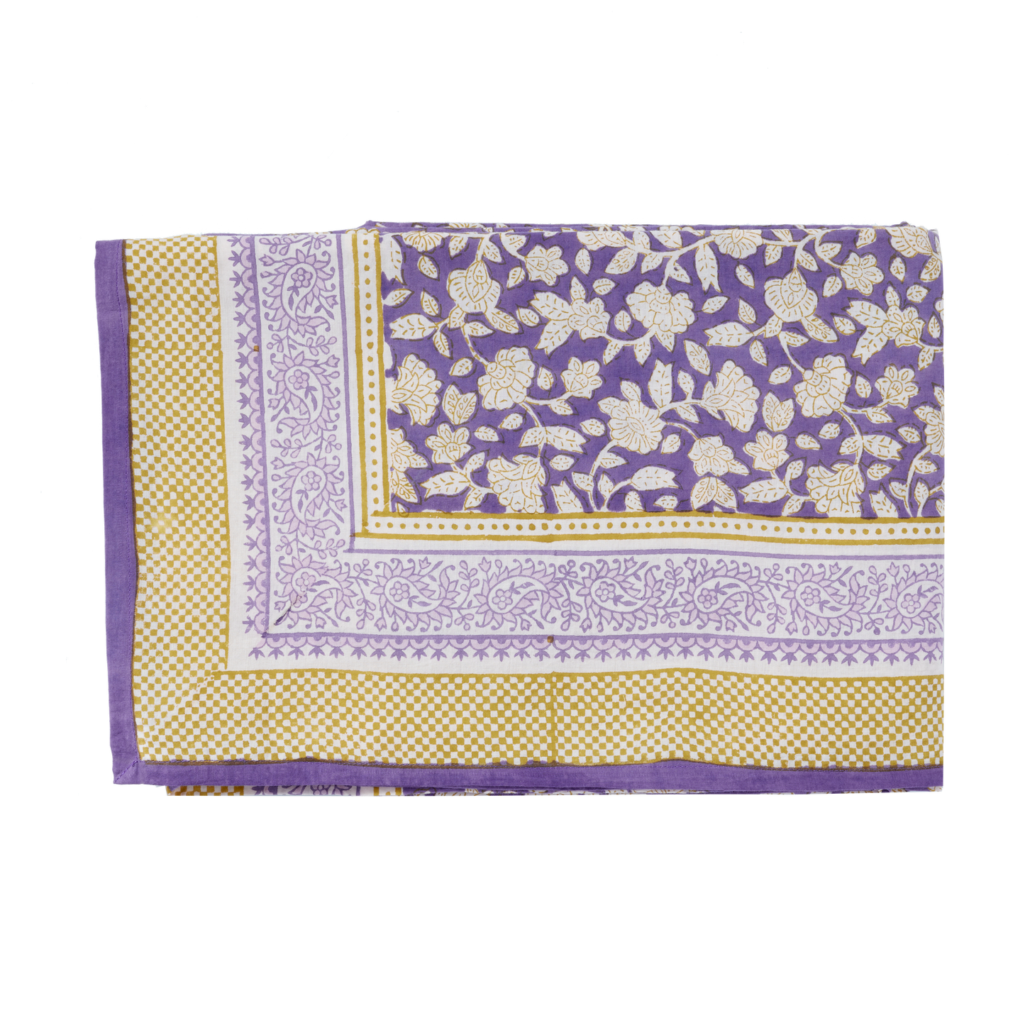 JAYA - Nappe indienne à imprimé floral Violine - 170 x 250 cm