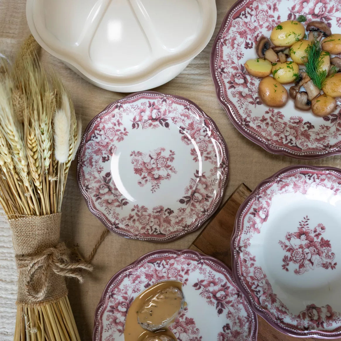 FAUSTINE Assiette plate 26cm en porcelaine rose