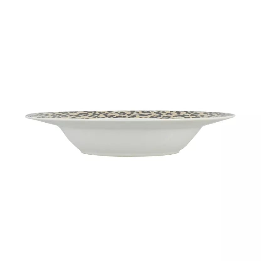 LEOPARD Assiette creuse 20 cm en porcelaine beige