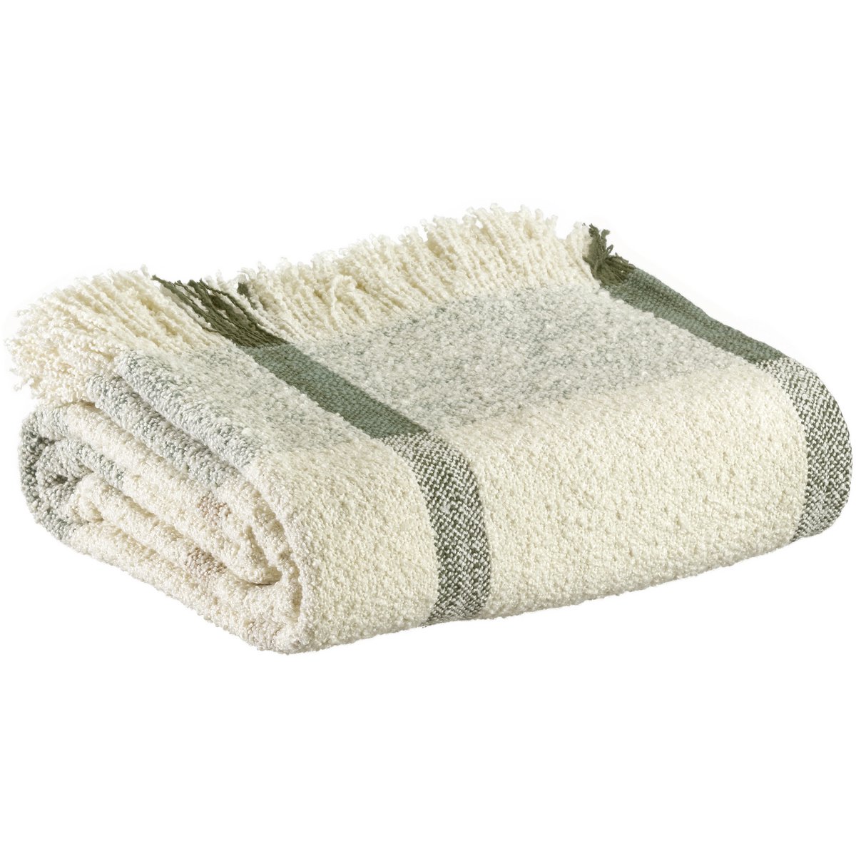 JANE - Plaid jacquard Multico Olive- 130 x 160 cm