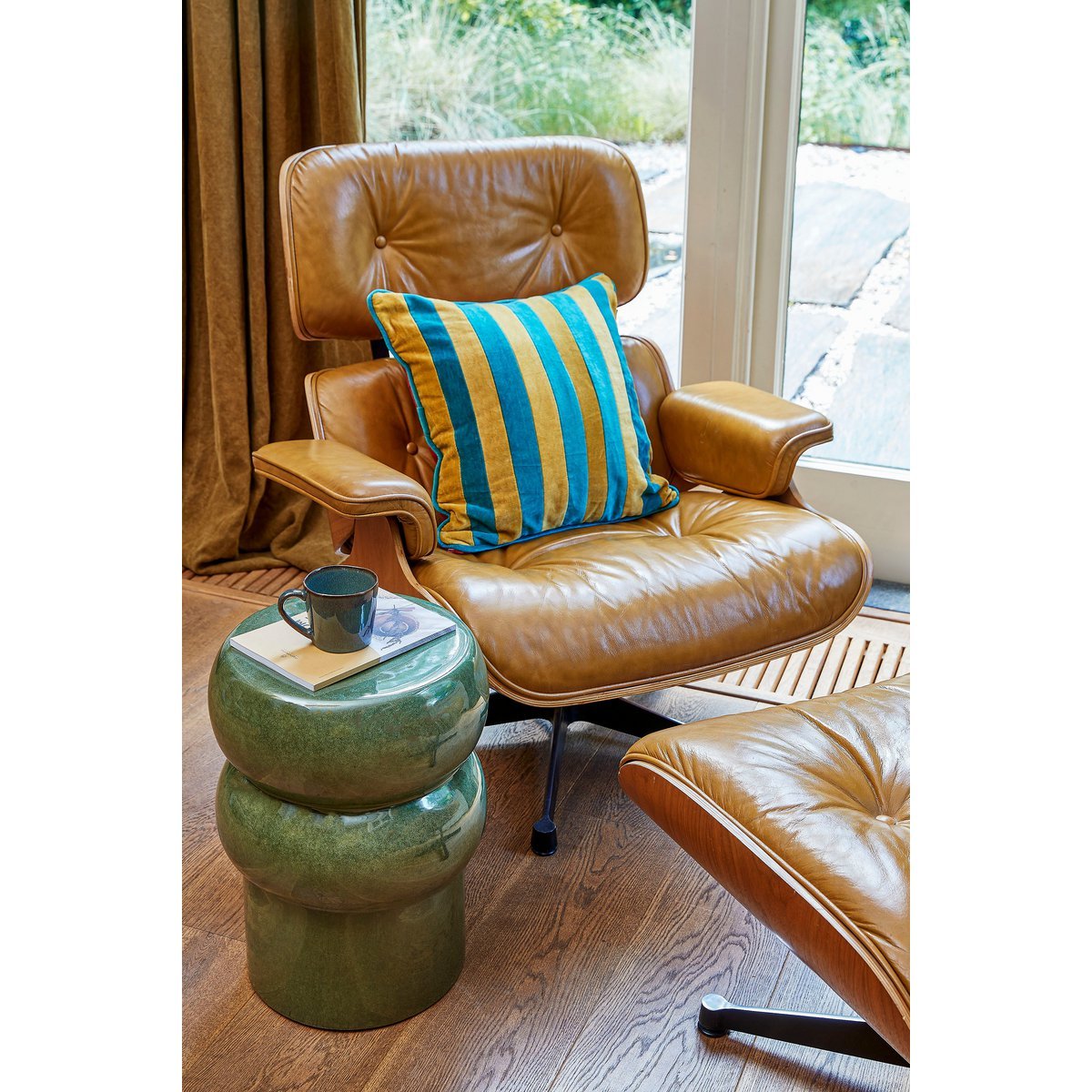 VENDI - Table d'appoint Céramique vert - H44 x Ø32 cm