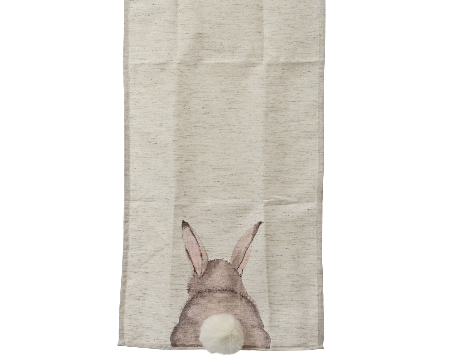 LAPIN chemin de table beige avec pompon 140 cm
