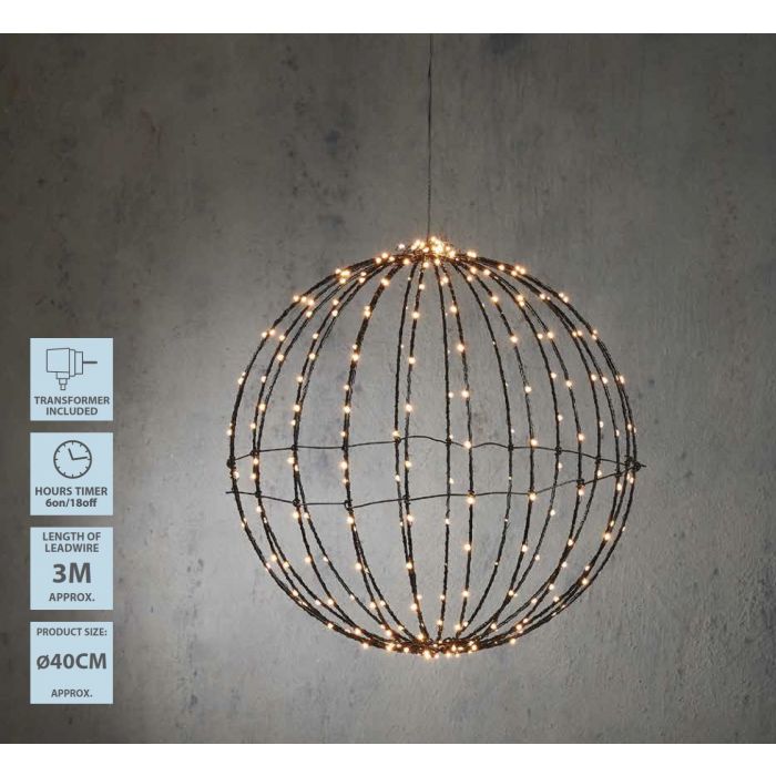 BOULE blanc chaud 260 LED Ø40 CM - Noir